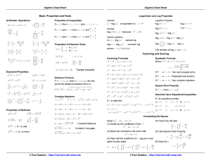 Algebra Cheat Sheet 