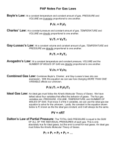GUIDE NOTES ON GAS LAWS