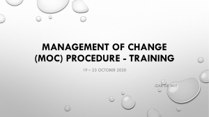 MANAGEMENT OF CHANGE PROCEDURE  INTERNAL TRAINING 19 OCT 2020-