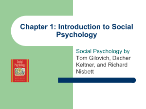 Lecture1 SOCIAL PSYCHOLOGY