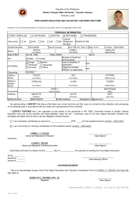 Free Education Form for 2019-35029 SEM 1 SY 2023-2024