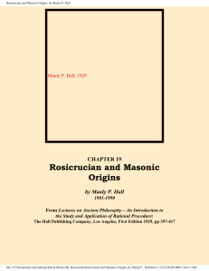 Manly P. Hall - Rosicrucian And Masonic Origins