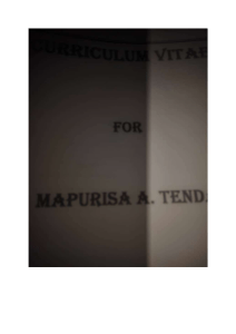 Vitae for Mapurisa A Tendai