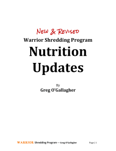 Warrior Shredding Program Nutrition Upda