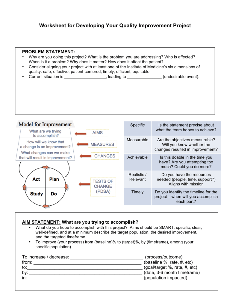 Module 3 Worksheet for QI project