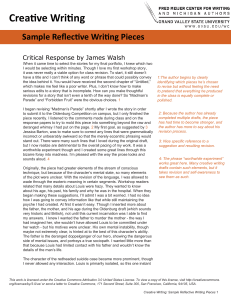 Reflective Writing Sample: Creative Writing Revision