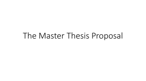 The Master Thesis Proposal