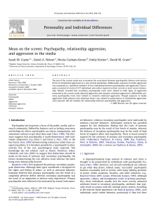 Coyne, Nelson, Graham-Kevan, Jeister & Grant 2010 - Mean on the screen- Psychopathy, relationship aggression, and aggression in the media