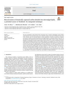 Bioconversion of chemically captured carbon dioxide into microalgal lipids, a potential source of biodiesel: An integrated technique 