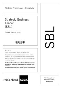 ACCA SBL Exam Paper: Strategic Business Leader Case Study