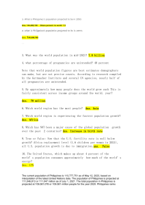 Global Population Statistics Worksheet