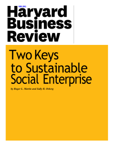 Two Keys to Sustainable Social Enterprise
