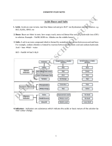 Acids, bases and salts notes