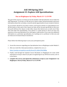 Assignment 3 - Specializations