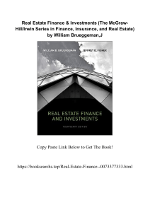 Real Estate Finance Investments The McGraw Hill Irwin Series In Finance Insurance And Real Estate by William Brueggeman J 0073377333