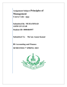Final Assignment 5414 Principles of Management