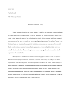 Taylor Sowell MSW Advanced Standing Program Admissions Essay