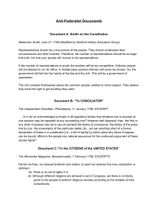 Federalist vs. Anti-Federalist Documents