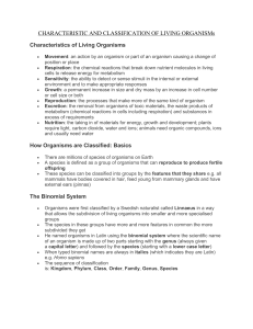 CHARACTERISTIC AND CLASSIFICATION OF LIVING ORGANISMs (3)