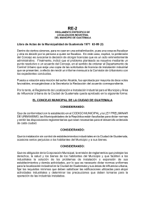 RE-2 REGLAMENTO ESPECÌFICO DE LOCALIZACION INDUSTRIAL DEL MUNICIPIO DE GUATEMALA