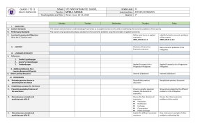 Daily Lesson Log: Applied Economics Grade 11