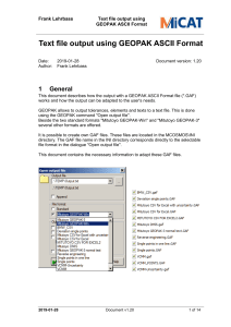 Text File Output using GEOPAK ASCII Format