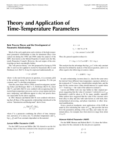 Theory and Application of Time Temperature Parameters