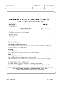 ZIMSEC O-level Physics 2020 PAPER