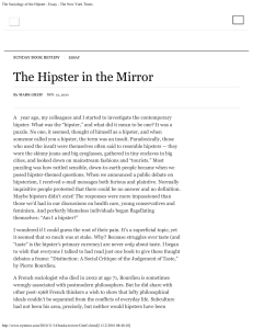 Greif 2010b - Hipster in the Mirror The Sociology of the Hipster