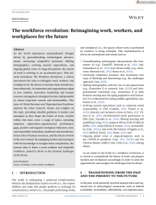 The workforce revolution Reimagining work, workers, and workplaces of the future