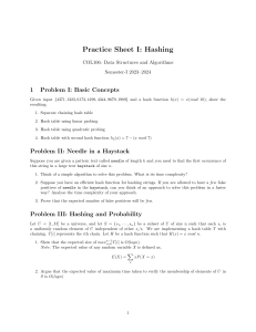 Hashing Practice Problems