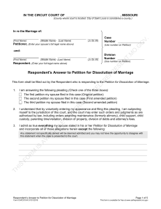 July 2017 Respondent's Answer to Petition for Dissolution of Marriage (CAFC010-R)