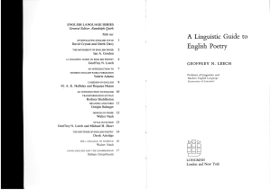 A Linguistic Guide to Poetry Geoffrey N. Leech