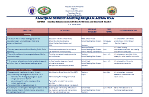 Reading Program Action Plan