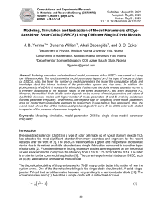 Modeling, Simulation and Extraction of Model Parameters of Dye-Sensitized Solar Cells (DSSCS) Using Different Single-Diode Models