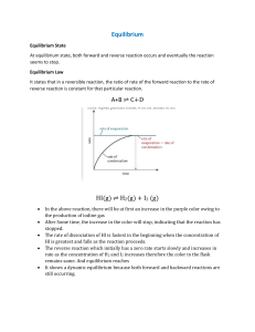 Chemical Equilibrium: Concepts and Applications