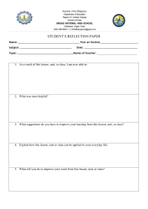 REFLECTION PAPER TEMPLATE