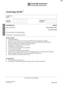 March 2021 (v2) QP - Paper 2 CIE Maths IGCSE