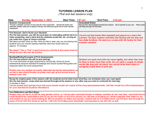 Tutoring Lesson Plan: First Session