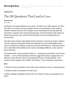 The 36 Questions That Lead to Love - Arthur Aron