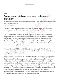 Aware Super dials up overseas real estate allocation