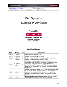 Supplier PPAP Guide for BAE Systems