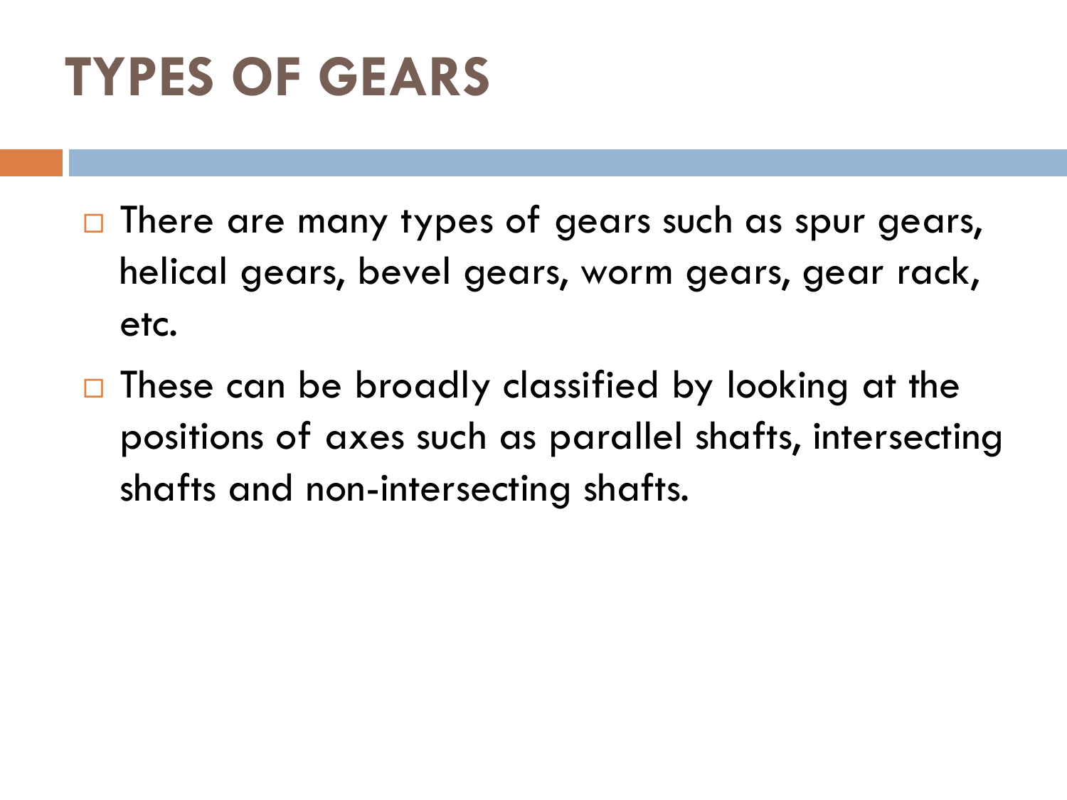 Types Classification of Gears