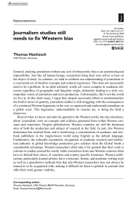 Thomas Hanitzsch - Journalism studies still needs to fix Western bias (Journalism, vol. 20, issue 1) (2019)