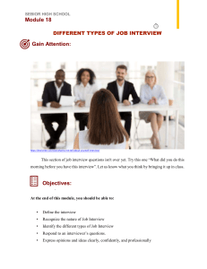 MODULE 18 DIFFERENT TYPES OF INTERVIEW