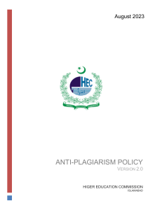 HEC Plagiarism Policy (2023)