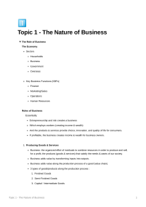Business Topic 1 Notes