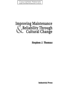 Improving Maintenance Reliability through Cultural Change Mejora confiabilidad