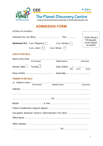 Child Admission Form