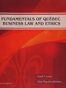 Fundamentals of Quebec business law and et - Crooks, Frank, 1958- author